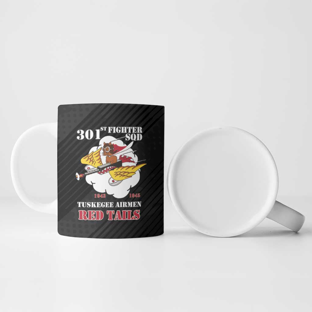 Personalized Tuskegee Airmen Red Tails Ceramic Mug 301st Fighter Squadron - Black