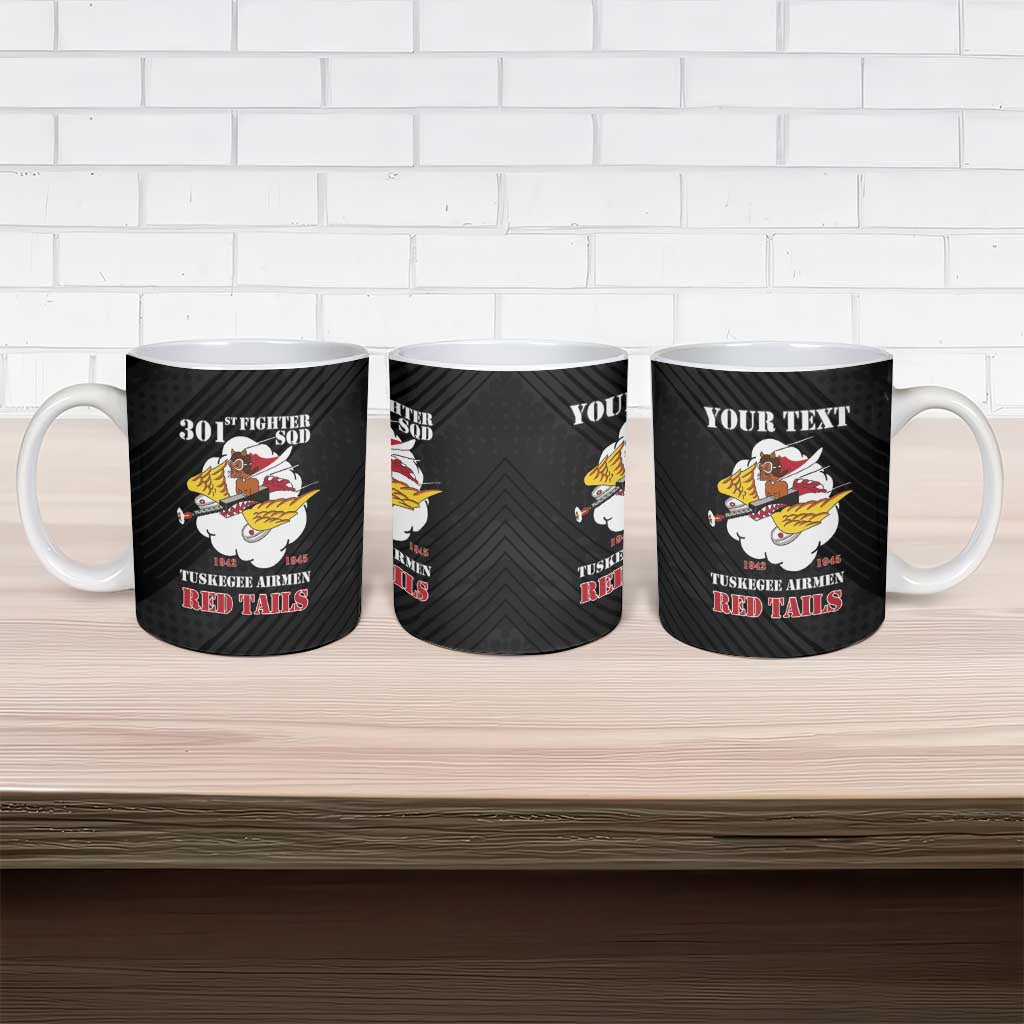 Personalized Tuskegee Airmen Red Tails Ceramic Mug 301st Fighter Squadron - Black
