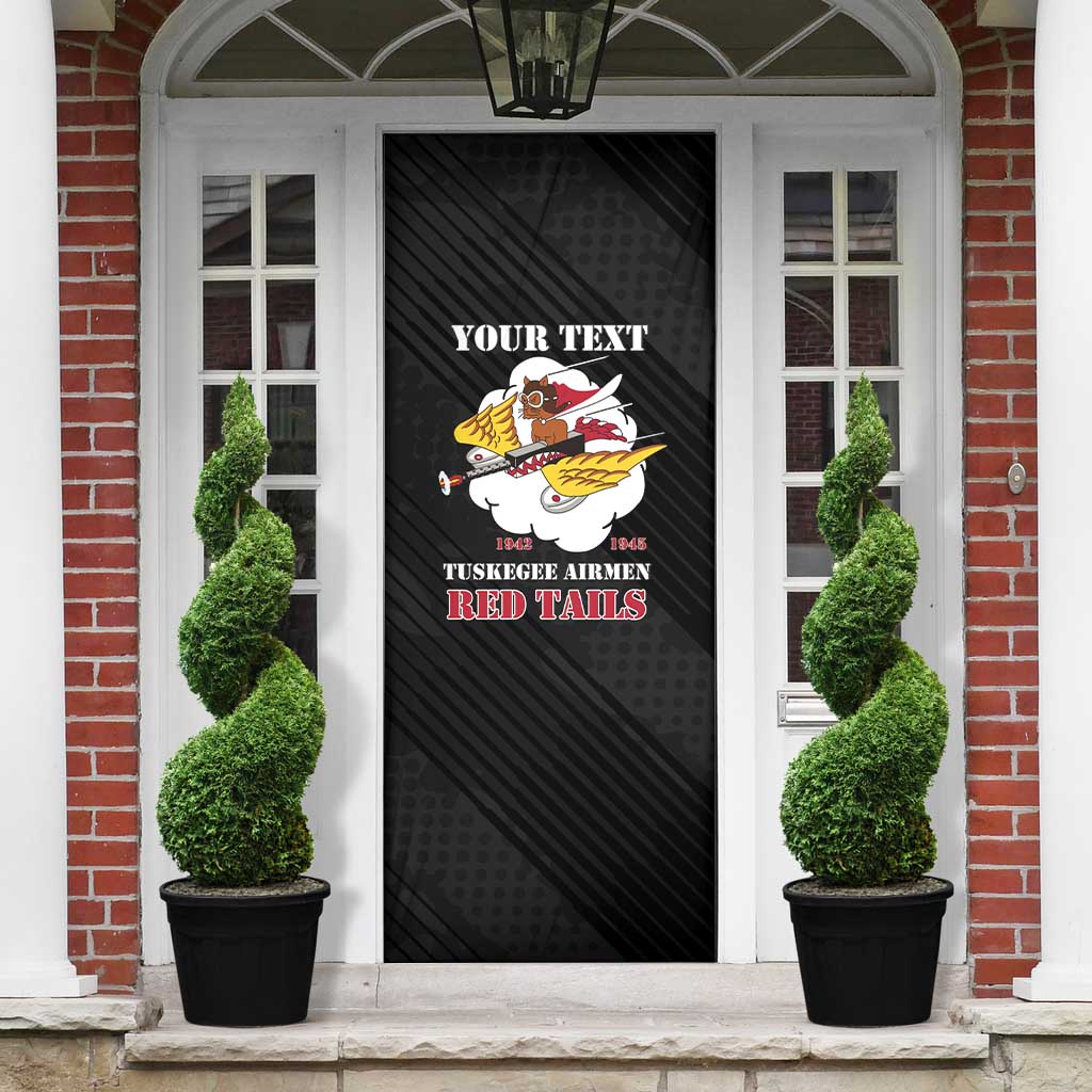 Personalized Tuskegee Airmen Red Tails Door Cover 301st Fighter Squadron - Black