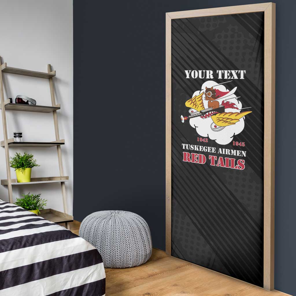 Personalized Tuskegee Airmen Red Tails Door Cover 301st Fighter Squadron - Black