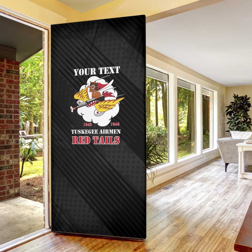 Personalized Tuskegee Airmen Red Tails Door Cover 301st Fighter Squadron - Black