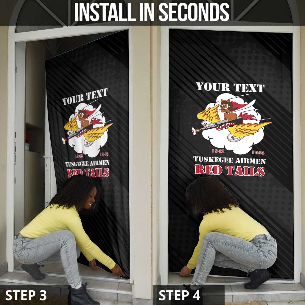 Personalized Tuskegee Airmen Red Tails Door Cover 301st Fighter Squadron - Black