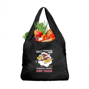 301st Fighter Squadron WWII Grocery Bag Red Tails Heritage - Black - African Pride