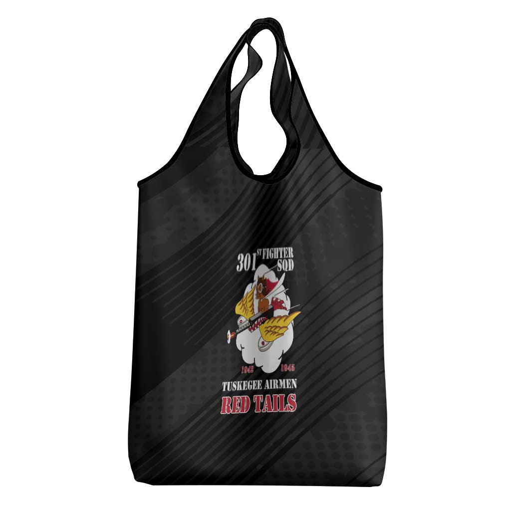 301st Fighter Squadron WWII Grocery Bag Red Tails Heritage - Black - African Pride