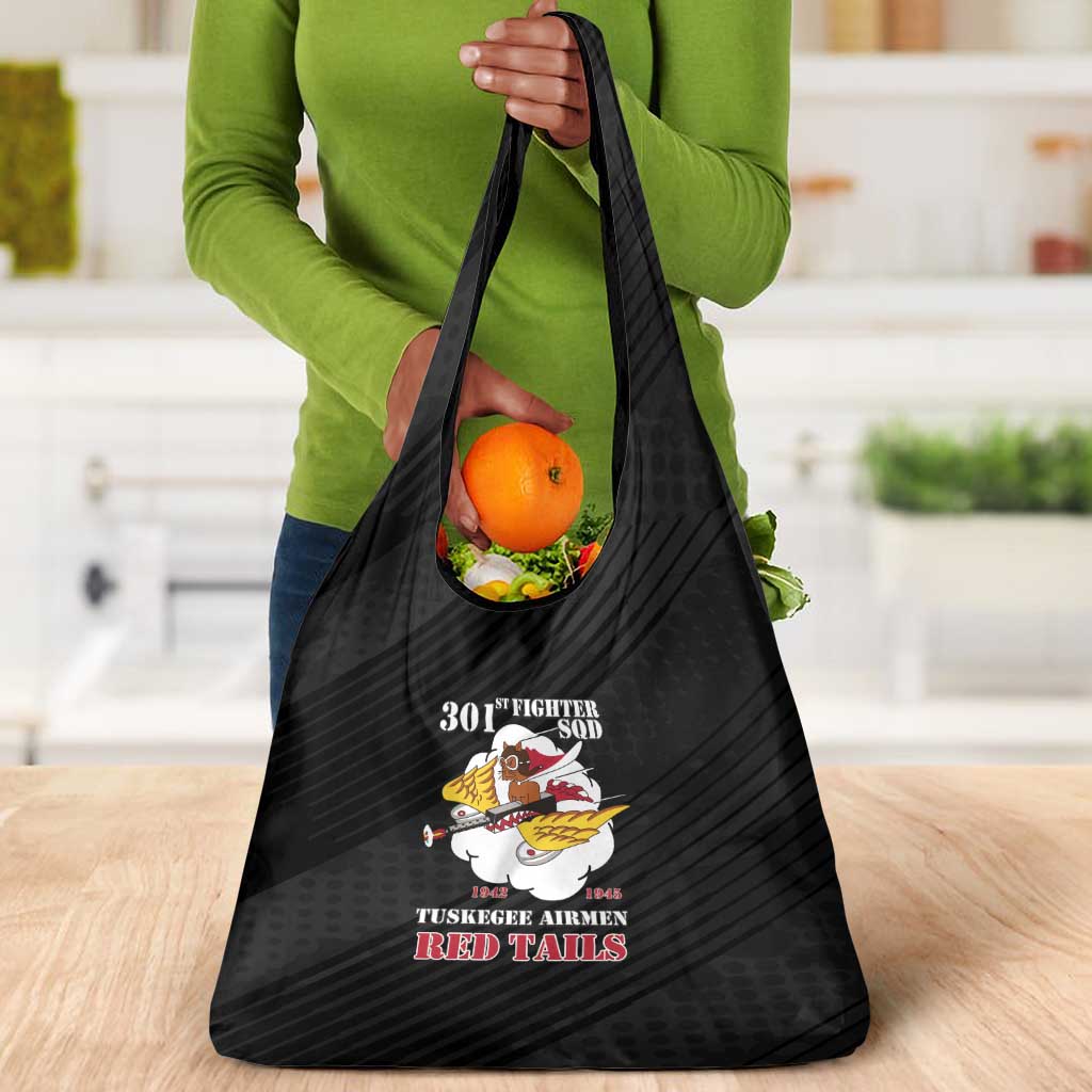 301st Fighter Squadron WWII Grocery Bag Red Tails Heritage - Black - African Pride