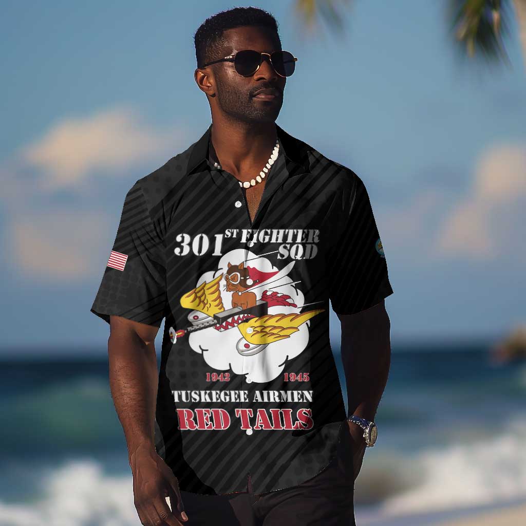 Personalized 301st Fighter Squadron WWII Hawaiian Shirt Red Tails Heritage - Black - African Pride