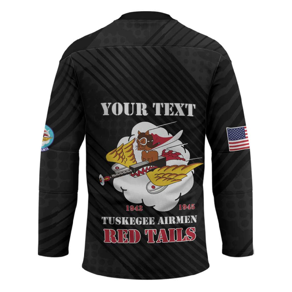 Personalized Tuskegee Airmen Red Tails Hockey Jersey 301st Fighter Squadron - Black