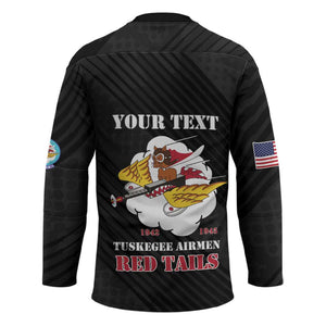 Personalized Tuskegee Airmen Red Tails Hockey Jersey 301st Fighter Squadron - Black