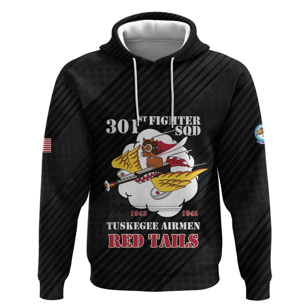 Personalized 301st Fighter Squadron WWII Hoodie Red Tails Heritage - Black - African Pride