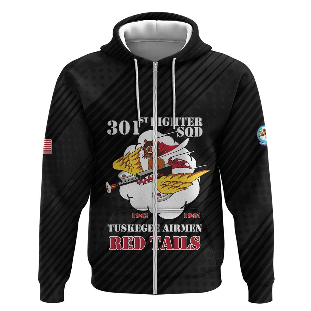 Personalized 301st Fighter Squadron WWII Hoodie Red Tails Heritage - Black - African Pride