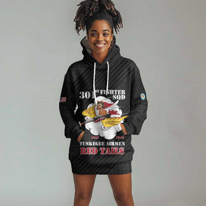 Personalized 301st Fighter Squadron WWII Hoodie Dress Red Tails Heritage - Black - African Pride