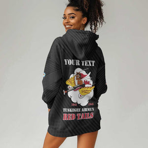 Personalized 301st Fighter Squadron WWII Hoodie Dress Red Tails Heritage - Black - African Pride