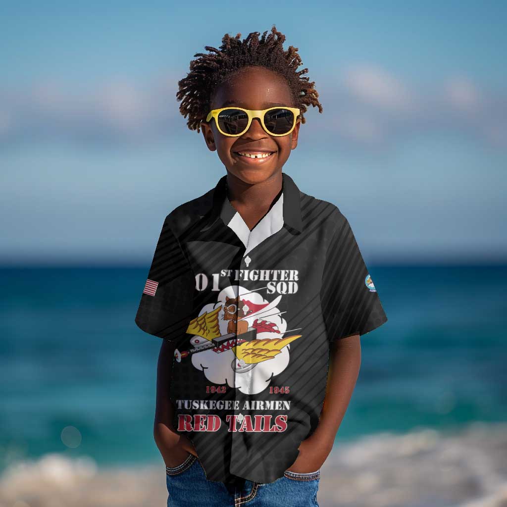 Personalized 301st Fighter Squadron WWII Kid Hawaiian Shirt Red Tails Heritage - Black - African Pride