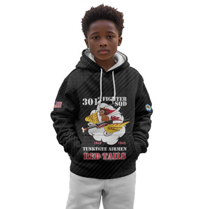 Personalized 301st Fighter Squadron WWII Kid Hoodie Red Tails Heritage - Black - African Pride