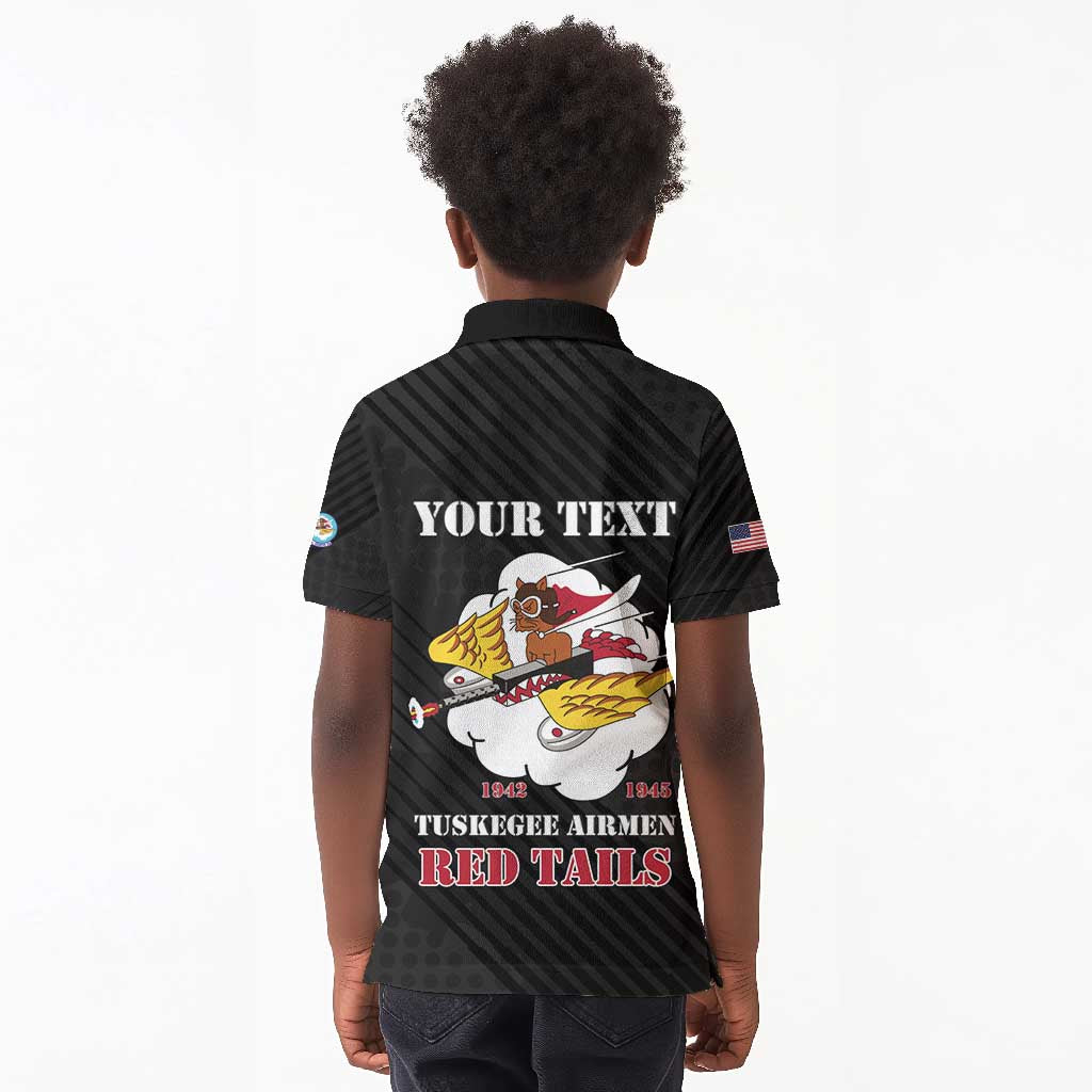 Personalized 301st Fighter Squadron WWII Kid Polo Shirt Red Tails Heritage - Black - African Pride