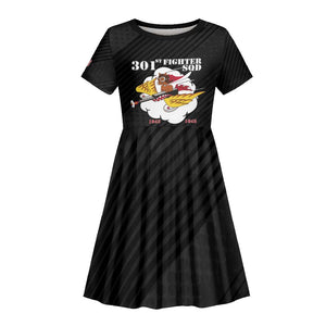 Personalized 301st Fighter Squadron WWII Kid Short Sleeve Dress Red Tails Heritage - Black - African Pride