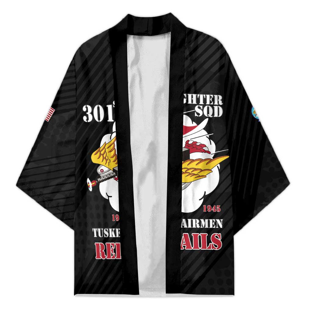 Personalized Tuskegee Airmen Red Tails Kimono 301st Fighter Squadron - Black