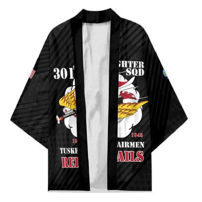 Personalized Tuskegee Airmen Red Tails Kimono 301st Fighter Squadron - Black