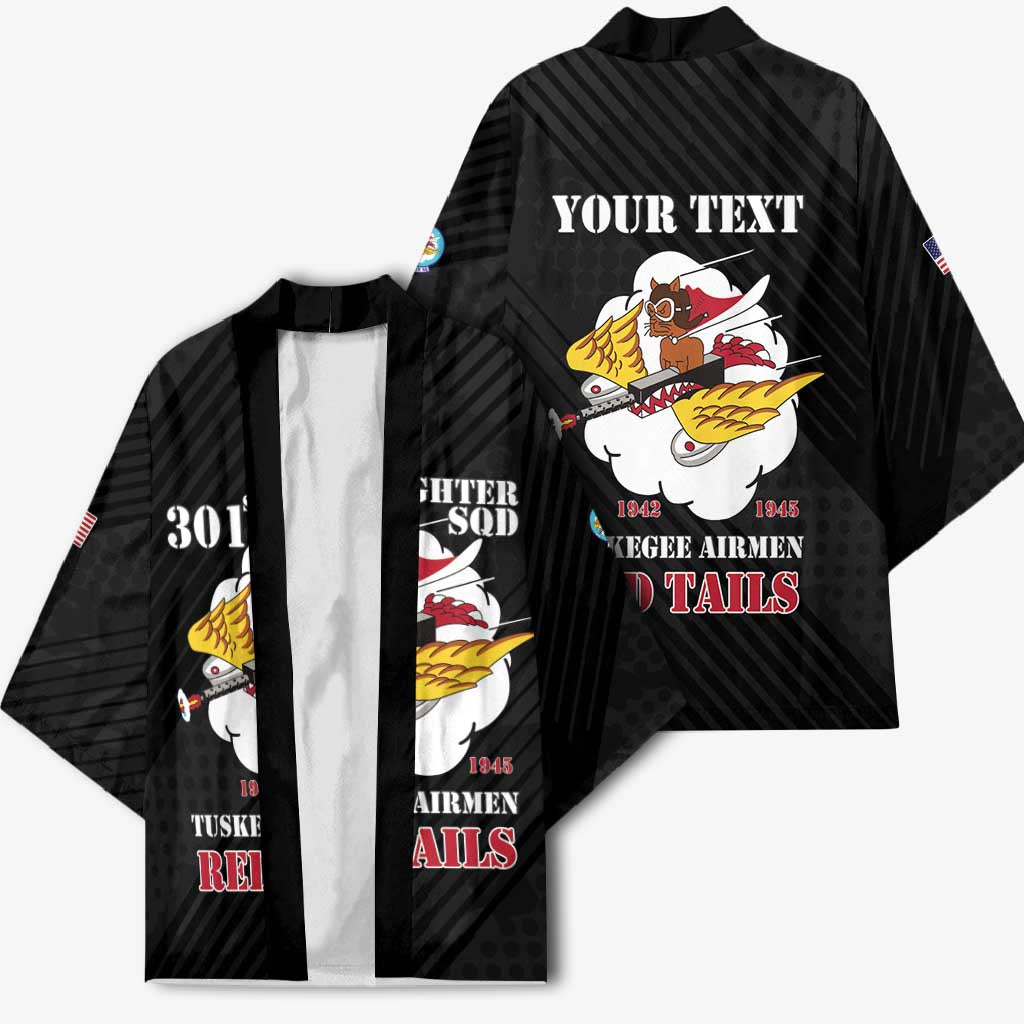 Personalized Tuskegee Airmen Red Tails Kimono 301st Fighter Squadron - Black