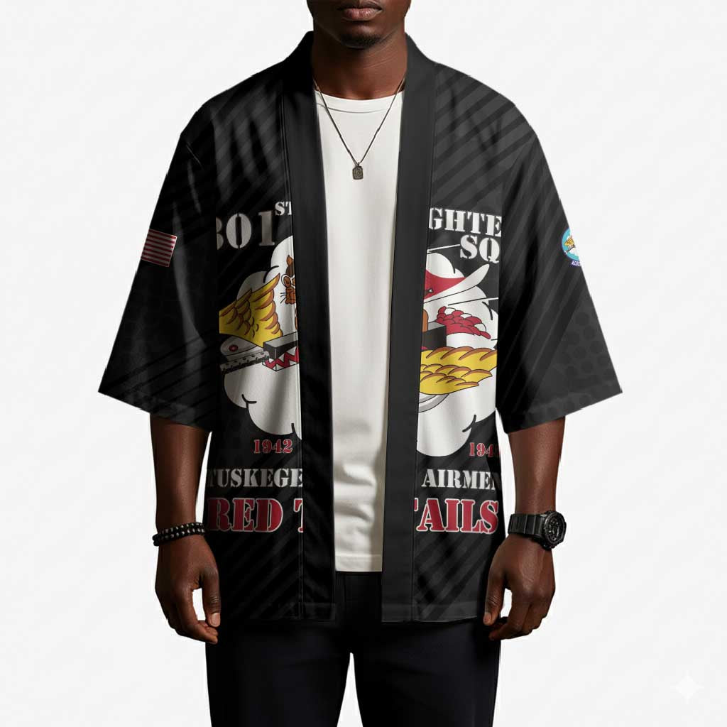 Personalized Tuskegee Airmen Red Tails Kimono 301st Fighter Squadron - Black