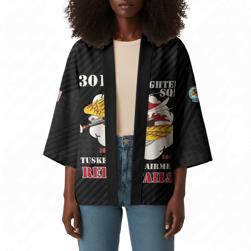 Personalized Tuskegee Airmen Red Tails Kimono 301st Fighter Squadron - Black