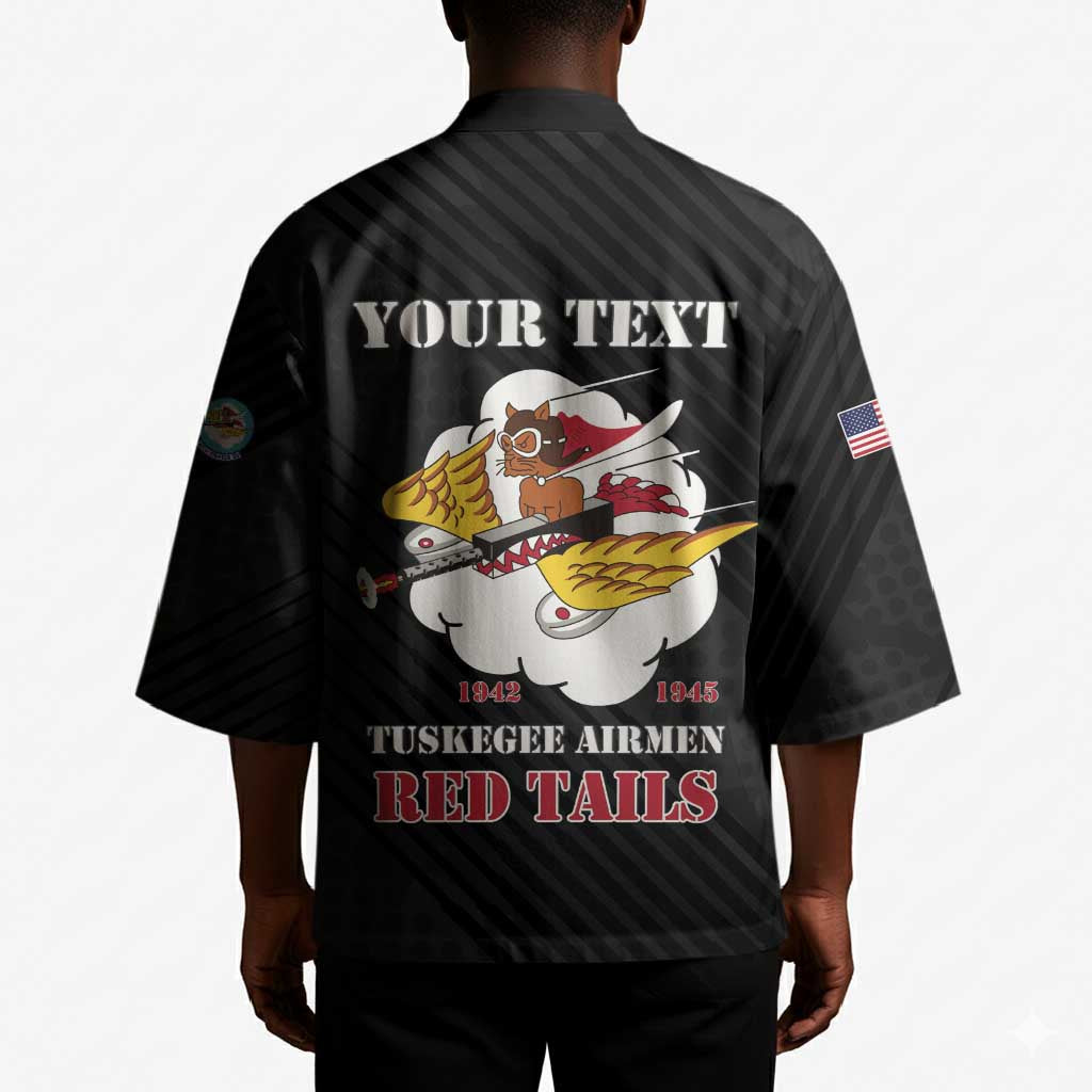 Personalized Tuskegee Airmen Red Tails Kimono 301st Fighter Squadron - Black