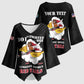 Personalized Tuskegee Airmen Red Tails Kimono Sleeve Blouse 301st Fighter Squadron - Black