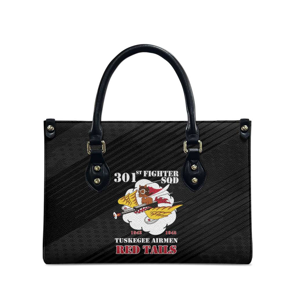 Tuskegee Airmen Red Tails Leather Bag 301st Fighter Squadron - Black