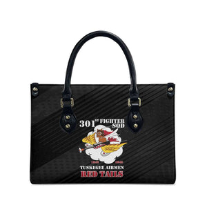 Tuskegee Airmen Red Tails Leather Bag 301st Fighter Squadron - Black