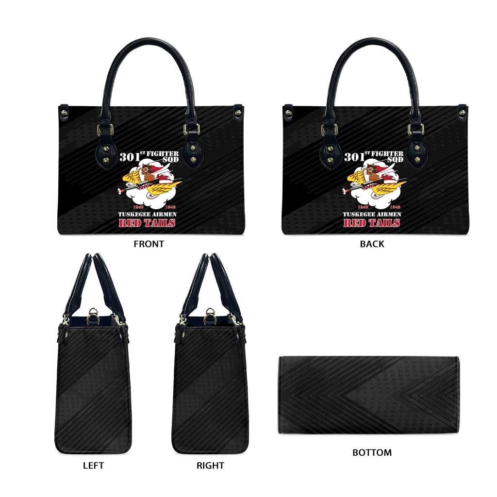 Tuskegee Airmen Red Tails Leather Bag 301st Fighter Squadron - Black