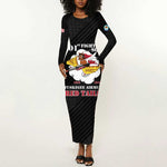 Personalized 301st Fighter Squadron WWII Long Sleeve Bodycon Dress Red Tails Heritage - Black - African Pride