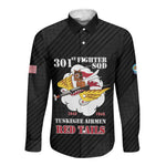 Personalized 301st Fighter Squadron WWII Long Sleeve Button Shirt Red Tails Heritage - Black - African Pride