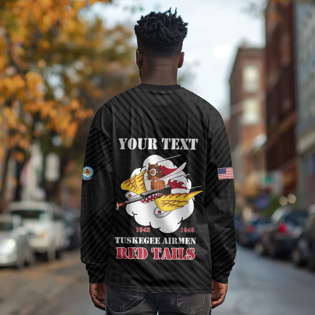 Personalized 301st Fighter Squadron WWII Long Sleeve Shirt Red Tails Heritage - Black - African Pride