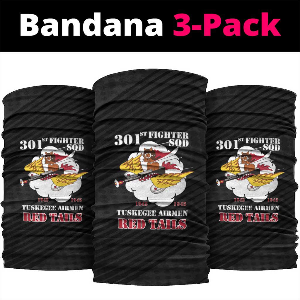 301st Fighter Squadron WWII Neck Gaiter Red Tails Heritage - Black - African Pride