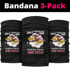 301st Fighter Squadron WWII Neck Gaiter Red Tails Heritage - Black - African Pride