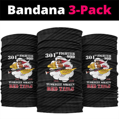 301st Fighter Squadron WWII Neck Gaiter Red Tails Heritage - Black - African Pride