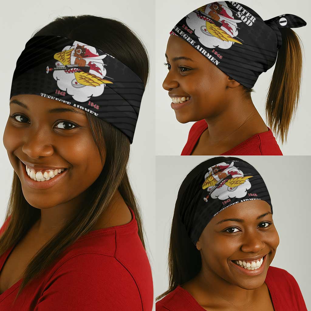 301st Fighter Squadron WWII Neck Gaiter Red Tails Heritage - Black - African Pride