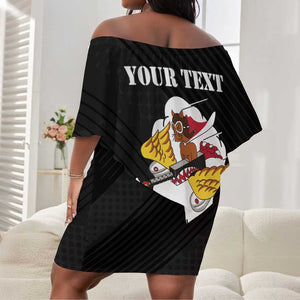 Personalized 301st Fighter Squadron WWII Off Shoulder Short Dress Red Tails Heritage - Black - African Pride