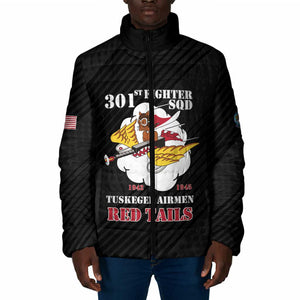 Personalized Tuskegee Airmen Red Tails Padded Jacket 301st Fighter Squadron - Black