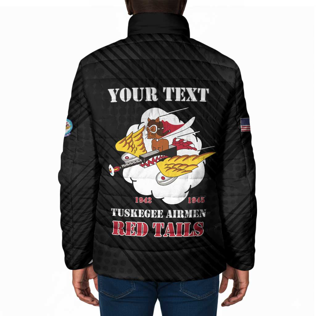 Personalized Tuskegee Airmen Red Tails Padded Jacket 301st Fighter Squadron - Black