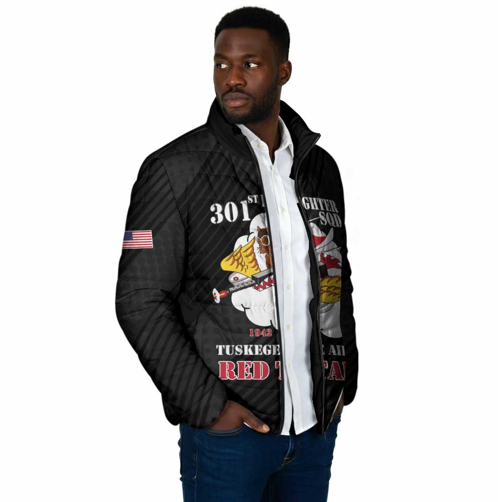 Personalized Tuskegee Airmen Red Tails Padded Jacket 301st Fighter Squadron - Black