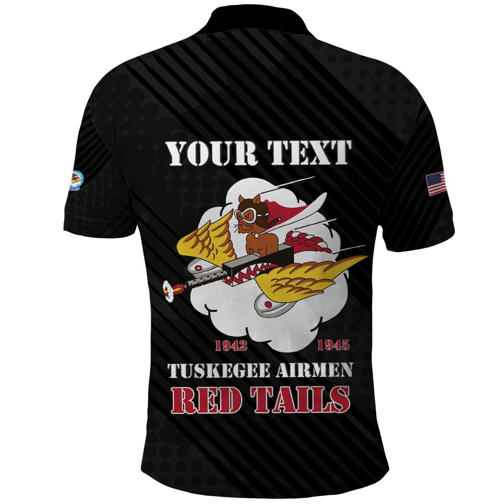 Personalized 301st Fighter Squadron WWII Polo Shirt Red Tails Heritage - Black - African Pride