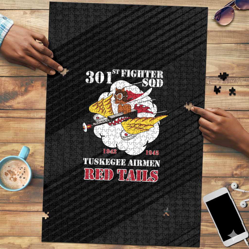 Tuskegee Airmen Red Tails Puzzle 301st Fighter Squadron - Black