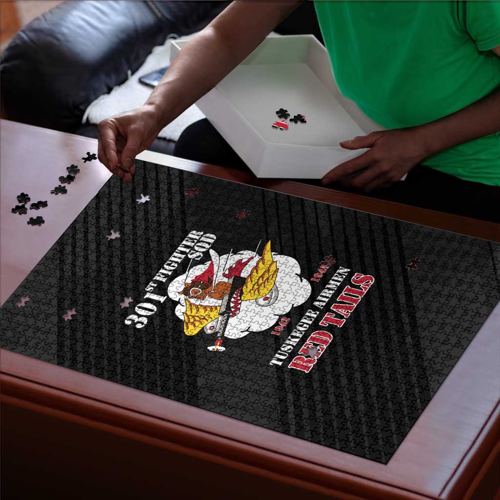 Tuskegee Airmen Red Tails Puzzle 301st Fighter Squadron - Black