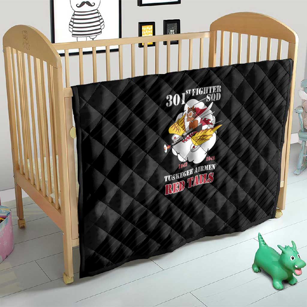 301st Fighter Squadron WWII Quilt Red Tails Heritage - Black - African Pride