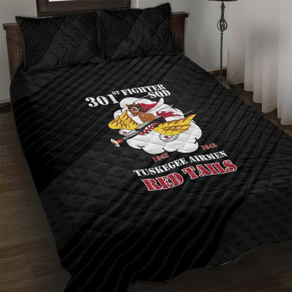 301st Fighter Squadron WWII Quilt Bed Set Red Tails Heritage - Black - African Pride
