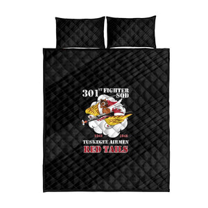 301st Fighter Squadron WWII Quilt Bed Set Red Tails Heritage - Black - African Pride