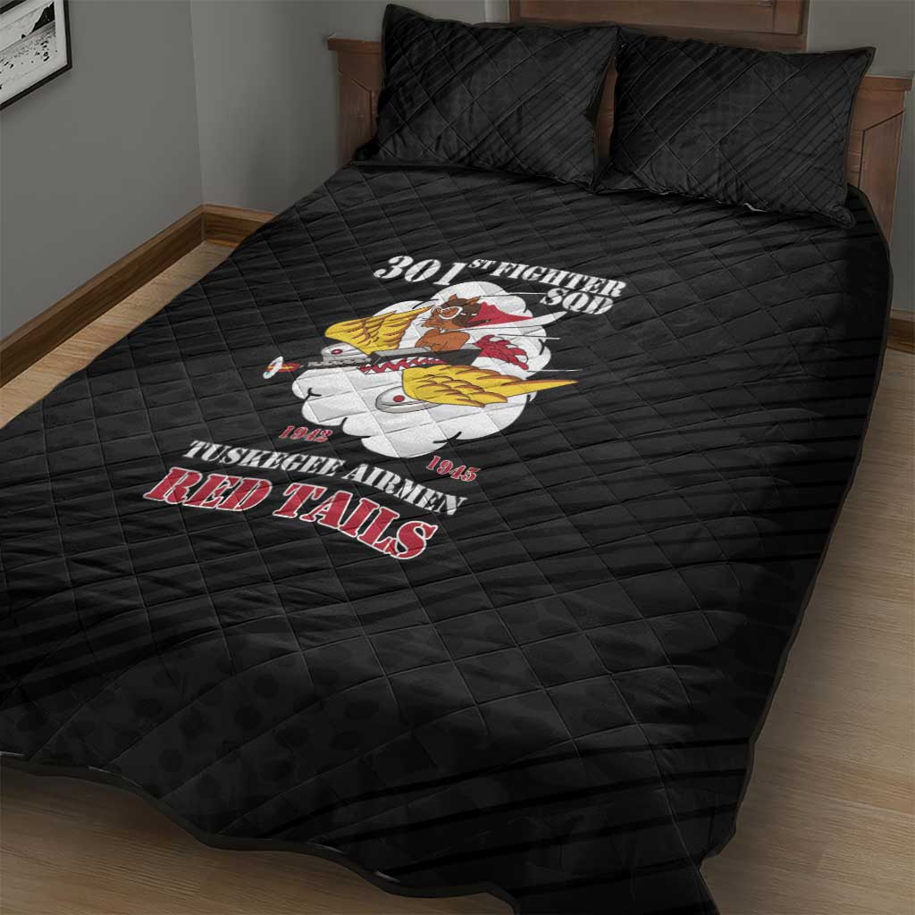 301st Fighter Squadron WWII Quilt Bed Set Red Tails Heritage - Black - African Pride