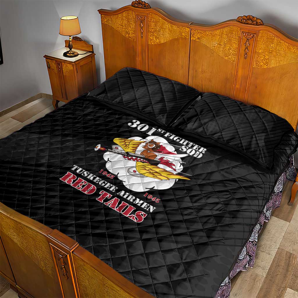 301st Fighter Squadron WWII Quilt Bed Set Red Tails Heritage - Black - African Pride