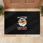 301st Fighter Squadron WWII Rubber Doormat Red Tails Heritage - Black - African Pride